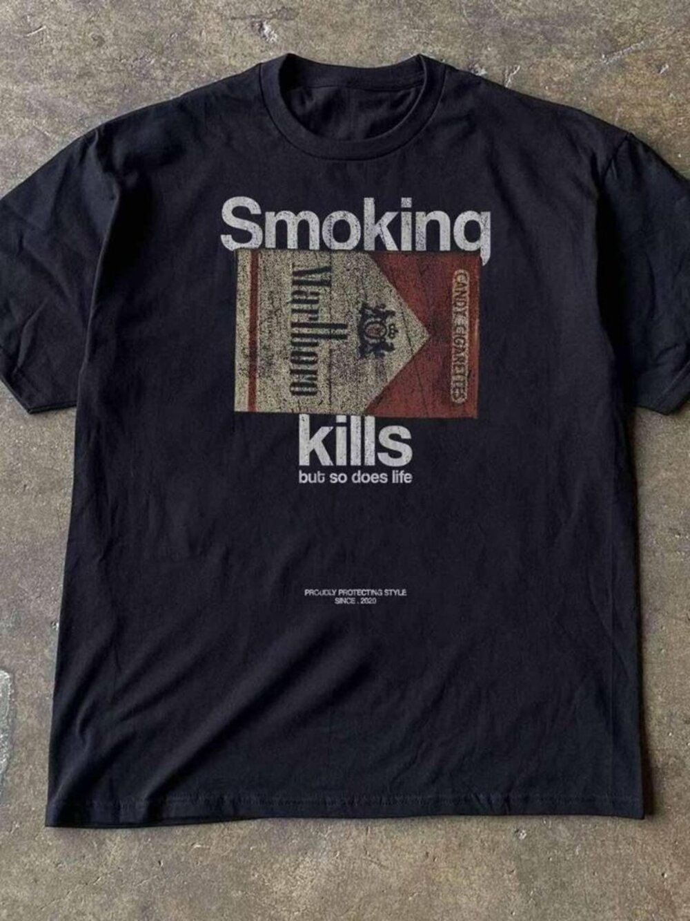 Distressed Poster Graphic T-Shirt – Black Alternative Statement Tee